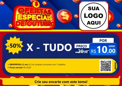 Modelo de Cartaz para Cartaz A4 Horizontal com o tema Ofertas Especiais de Outubro para Hamburgueria
