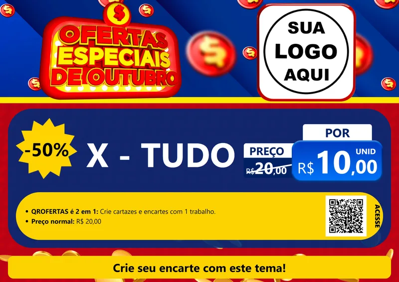 Modelo de Cartaz para Cartaz A4 Horizontal com o tema Ofertas Especiais de Outubro para Hamburgueria