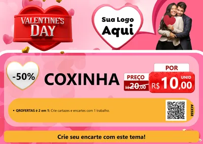 Modelo de Cartaz para Cartaz A4 Horizontal com o tema Valentine's Day para Salgadaria