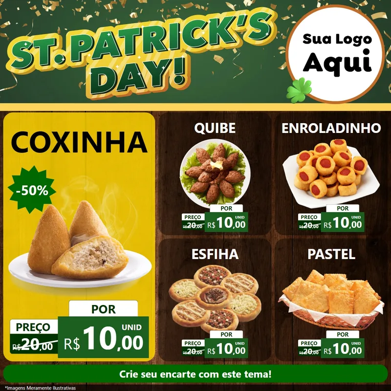 Modelo de Rede Social para Feed Facebook com o tema St Patriks Day para Salgadaria
