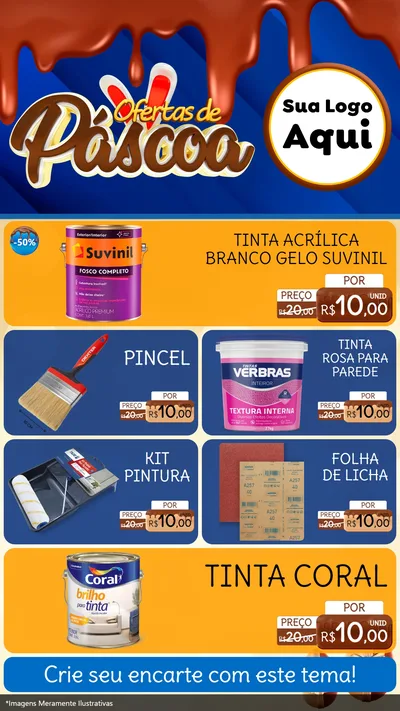 Modelo de TV para TV Vertical com o tema Ofertas de Páscoa para Tintas e Ferramentas