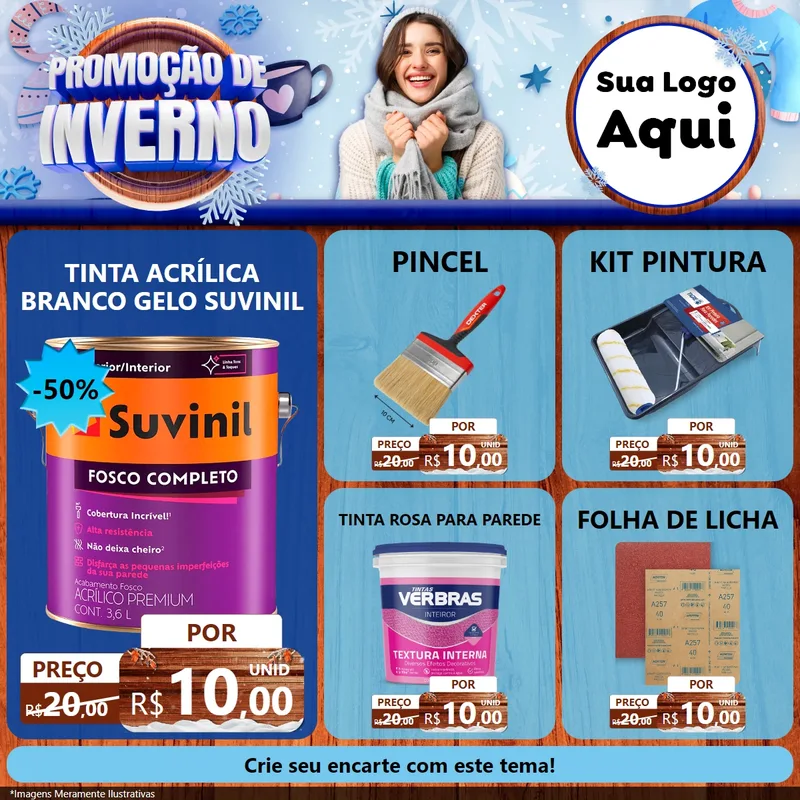 Modelo de Rede Social para Feed Facebook com o tema Promoção de Inverno para Tintas e Ferramentas