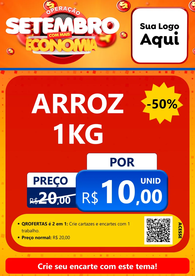 Modelo de Cartaz para Cartaz A4 Vertical com o tema Operação Setembro Com Muita Economia para Supermercado