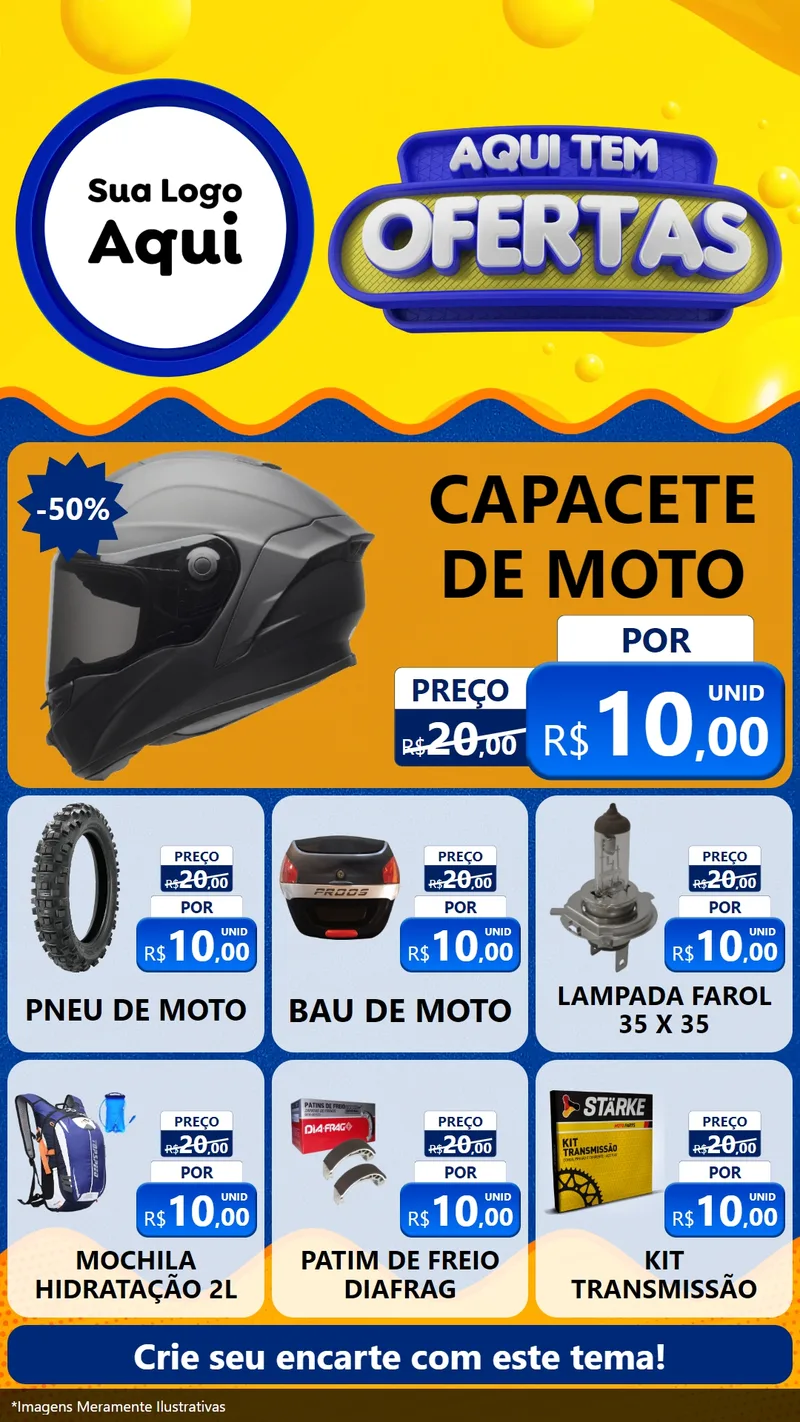 Modelo de Rede Social para Stories com o tema Aqui Tem Ofertas para Moto peças