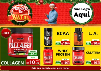 Modelo de Encarte para Encarte A4 Horizontal com o tema Promoção de Natal para Suplementos alimentares