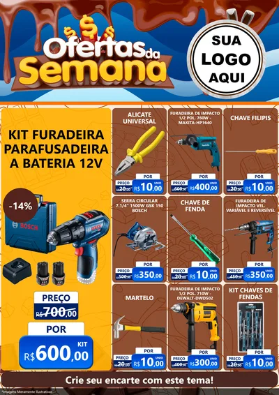 Modelo de Encarte para Encarte A4 Vertical com o tema Ofertas da Semana - Páscoa para Maquinas e Ferramentas