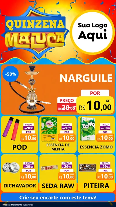 Modelo de Rede Social para Stories com o tema Quinzena Maluca para Tabacaria
