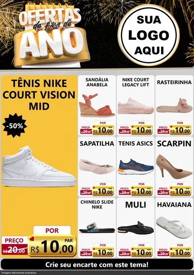 Modelo de Encarte para Encarte A4 Vertical com o tema Ofertas de Fim de Ano para Calçados
