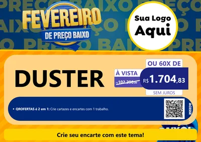 Modelo de Cartaz para Cartaz A4 Horizontal com o tema Fevereiro de Preço Baixo para Concessionaria de Carros