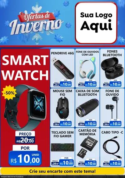 Modelo de Encarte para Encarte A4 Vertical com o tema Ofertas de Inverno para Informática
