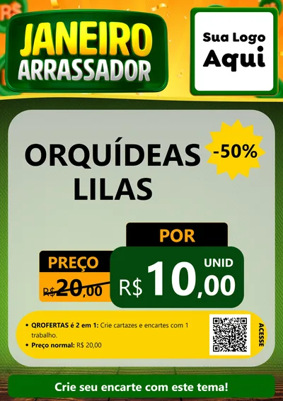 Modelo de Cartaz para Cartaz A4 Vertical com o tema Janeiro Arrasador para Floricultura e jardim