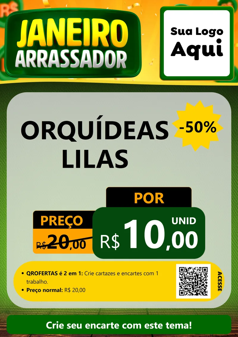 Modelo de Cartaz para Cartaz A4 Vertical com o tema Janeiro Arrasador para Floricultura e jardim