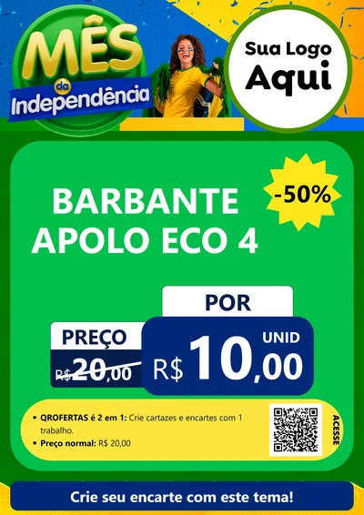 Modelo de Cartaz para Cartaz A4 Vertical com o tema Mês da Independência para Armarinho e Aviamentos