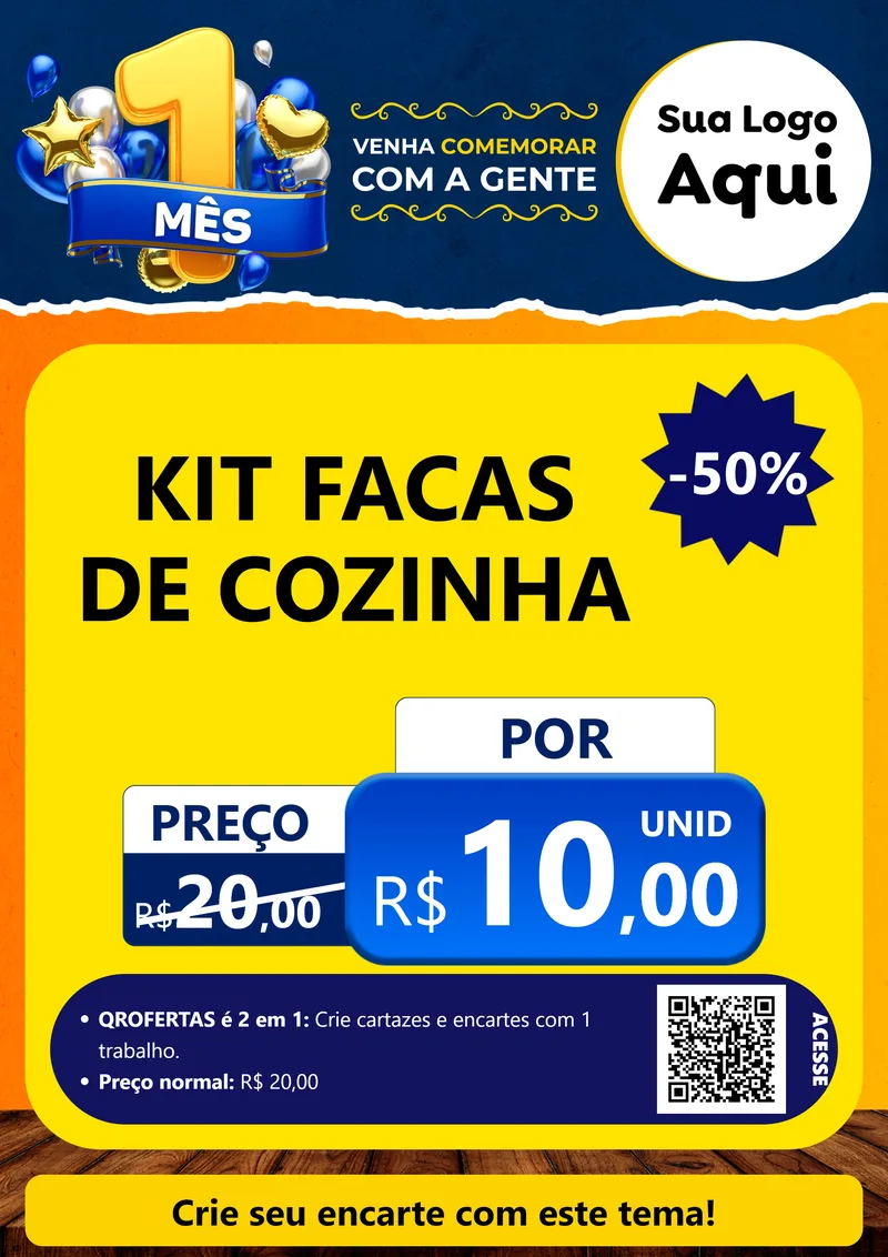 Modelo de Cartaz para Cartaz A4 Vertical com o tema Um Mês de Aniversário para Utilidades Domésticas