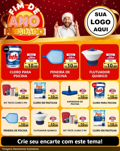Modelo de Rede Social para Feed Instagram com o tema Fim de Ano Premiado para Produtos para Piscina