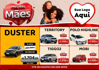 Modelo de Encarte para Encarte A4 Horizontal com o tema Mês das Mães para Concessionaria de Carros