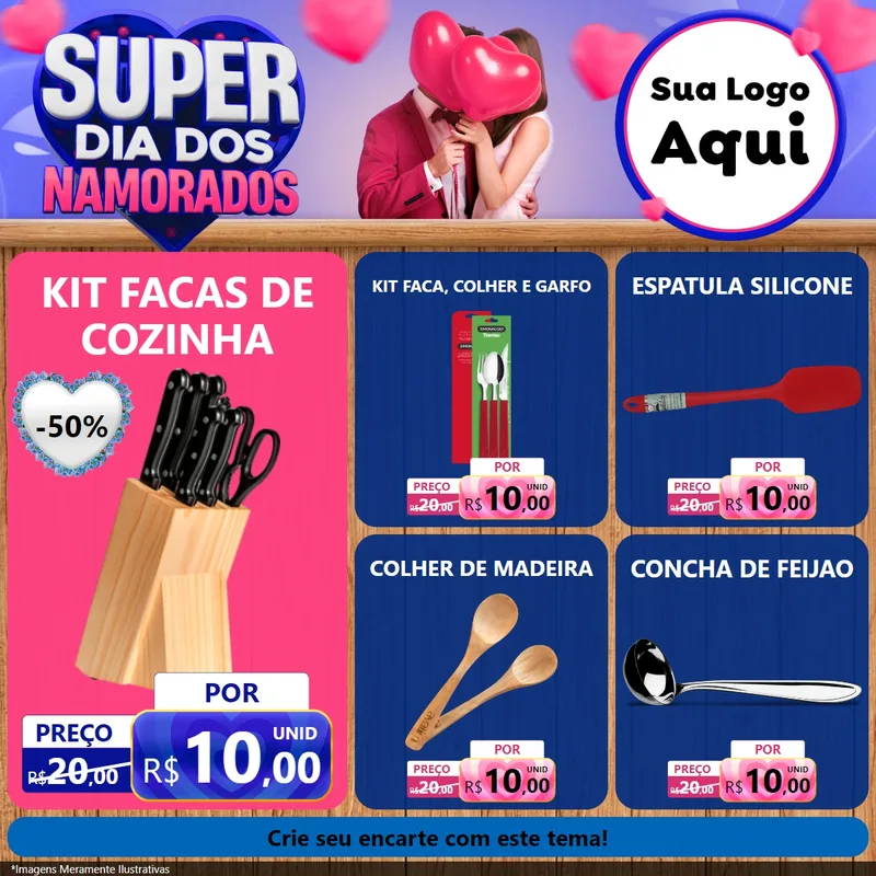 Modelo de Rede Social para Feed Facebook com o tema Super Dia dos Namorados para Utilidades Domésticas