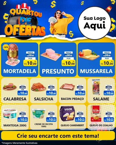 Modelo de Rede Social para Feed Instagram com o tema Quartou de Ofertas para Frios e Laticínios