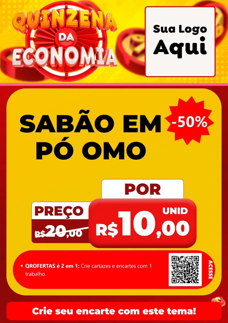 Modelo de Cartaz para Cartaz A4 Vertical com o tema Quinzena Da Economia para Produtos de Limpeza