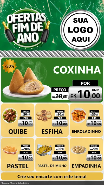 Modelo de Rede Social para Stories com o tema Ofertas Fim de Ano para Salgadaria