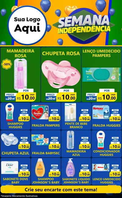 Modelo de Encarte para Encarte Grande com o tema Semana da Independência para Bebês