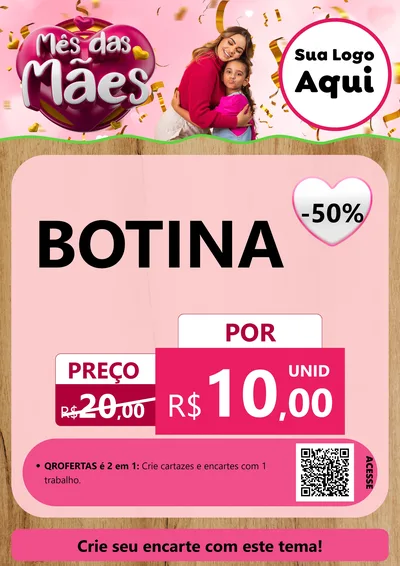Modelo de Cartaz para Cartaz A4 Vertical com o tema Mês das Mães para Agropecuária