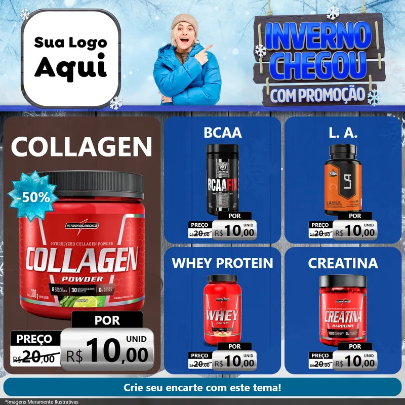 Modelo de Rede Social para Feed Facebook com o tema Inverno Chegou Com Promoção para Suplementos alimentares