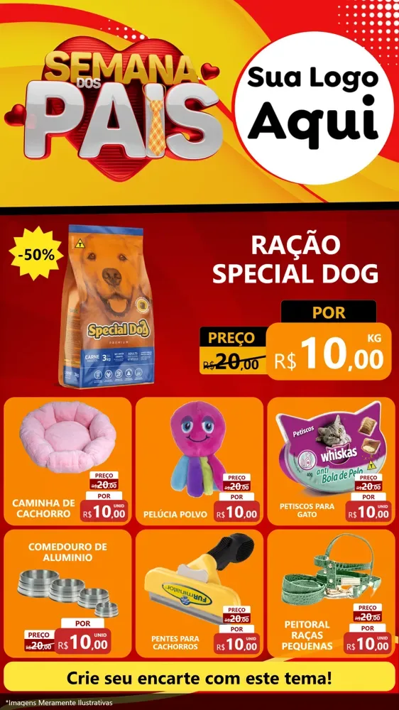Modelo de Rede Social para Stories com o tema Semana Dos Pais para Pet Shop