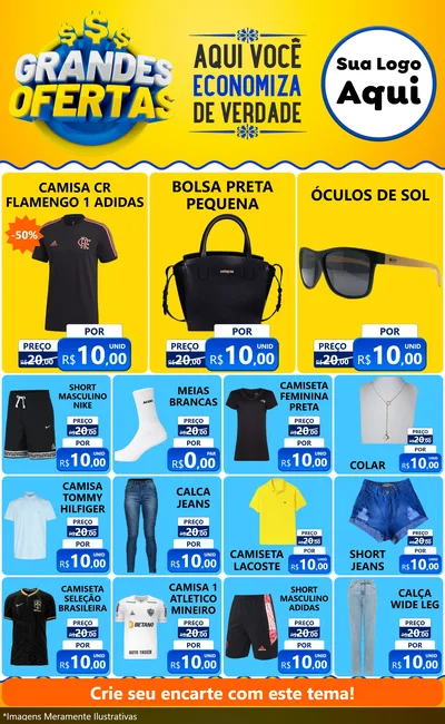 Modelo de Encarte para Encarte Grande com o tema Grandes Ofertas para Roupas e acessórios