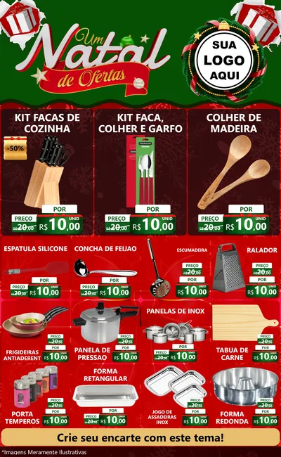 Modelo de Encarte para Encarte Grande com o tema Um Natal de Ofertas para Utilidades Domésticas