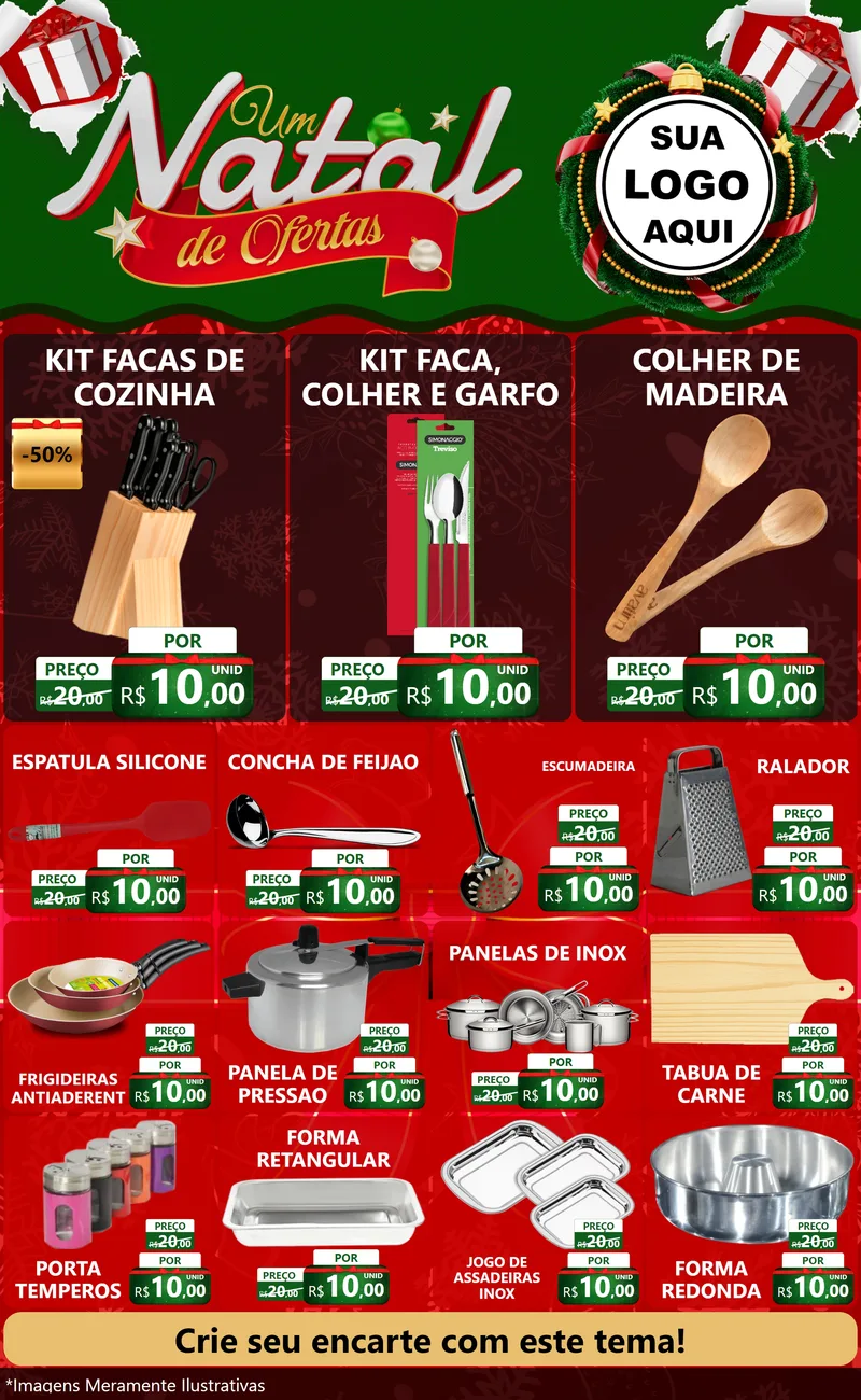 Modelo de Encarte para Encarte Grande com o tema Um Natal de Ofertas para Utilidades Domésticas