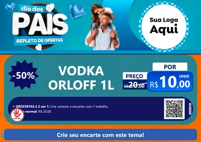 Modelo de Cartaz para Cartaz A4 Horizontal com o tema Dia Dos Pais Repleto de Ofertas para Distribuidora de bebidas