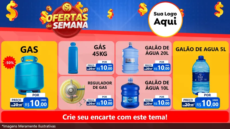 Modelo de TV para TV Horizontal com o tema Ofertas Da Semana para Água e gás