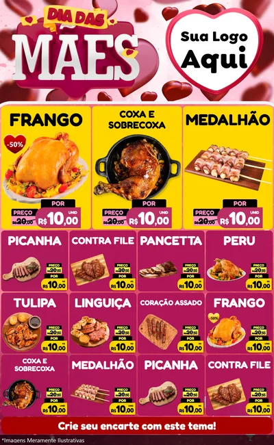 Modelo de Encarte para Encarte Grande com o tema Dia Das Mães para Assados