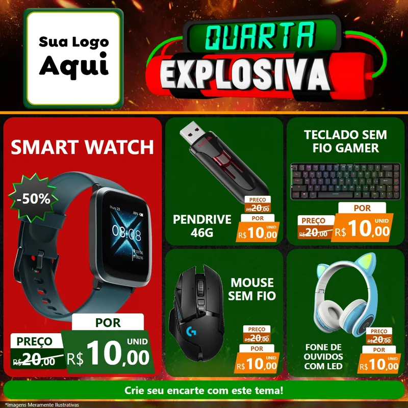 Modelo de Rede Social para Feed Facebook com o tema Quarta Explosiva para Informática
