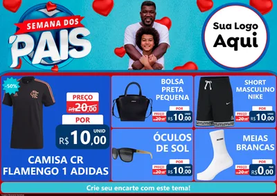 Modelo de Encarte para Encarte A4 Horizontal com o tema Semana Dos Pais para Roupas e acessórios