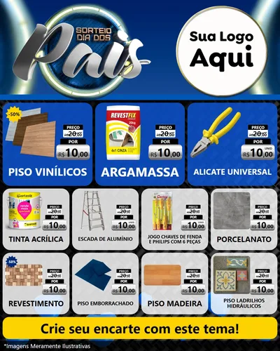 Modelo de Rede Social para Feed Instagram com o tema Sorteio Dia Dos Pais para Material para Construção