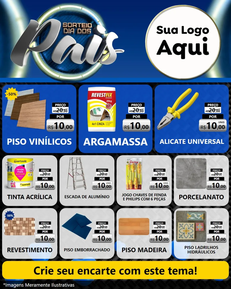 Modelo de Rede Social para Feed Instagram com o tema Sorteio Dia Dos Pais para Material para Construção