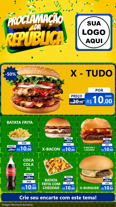 Modelo de Rede Social para Stories com o tema Proclamação da República para Hamburgueria