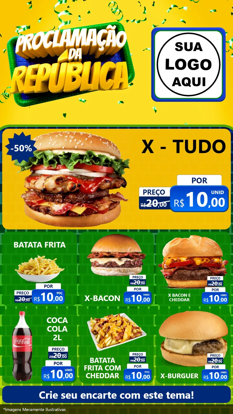 Modelo de Rede Social para Stories com o tema Proclamação da República para Hamburgueria