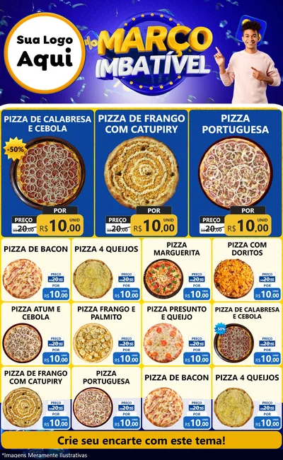 Modelo de Encarte para Encarte Grande com o tema Março Imbatível para Pizzaria