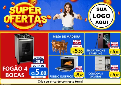 Modelo de Encarte para Encarte A4 Horizontal com o tema Super Ofertas para Móveis e Eletro