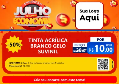 Modelo de Cartaz para Cartaz A4 Horizontal com o tema Operação Julho Com Mais Economia para Tintas e Ferramentas