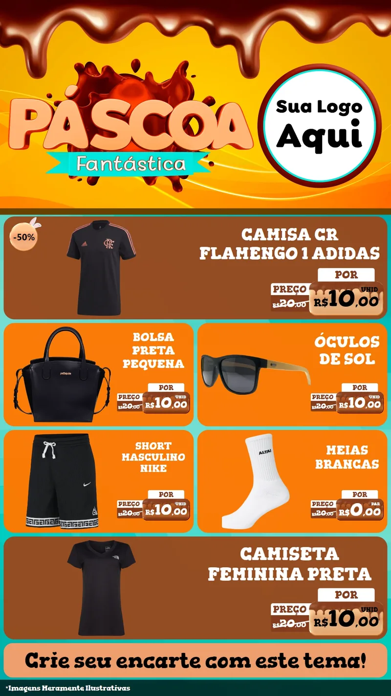 Modelo de TV para TV Vertical com o tema Páscoa Fantástica para Roupas e acessórios
