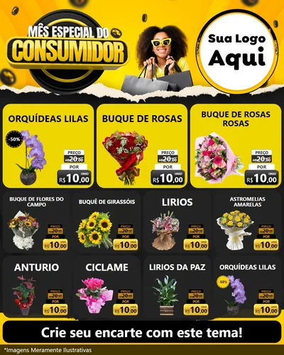Modelo de Rede Social para Feed Instagram com o tema Mês Especial do Consumidor para Floricultura e jardim