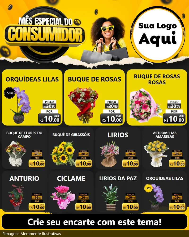 Modelo de Rede Social para Feed Instagram com o tema Mês Especial do Consumidor para Floricultura e jardim