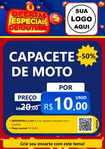 Modelo de Cartaz para Cartaz A4 Vertical com o tema Ofertas Especiais de Outubro para Moto peças