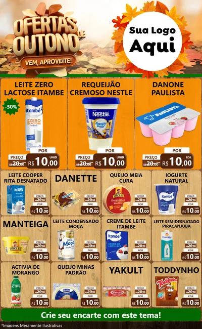Modelo de Encarte para Encarte Grande com o tema Ofertas de Outono - Vem, Aproveite! para Frios e Laticínios