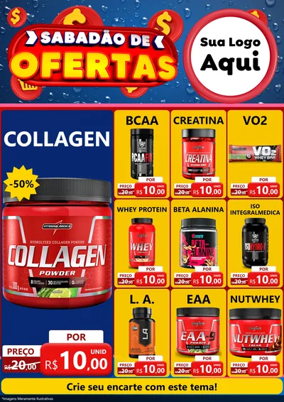 Modelo de Encarte para Encarte A4 Vertical com o tema Sabadão de Ofertas para Suplementos alimentares