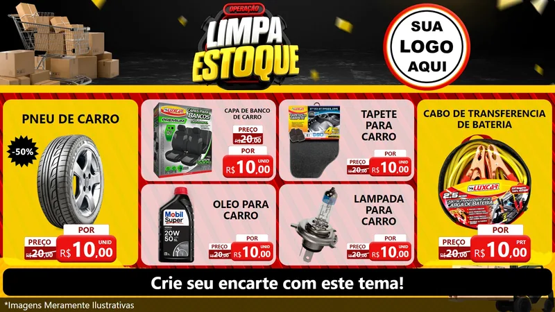 Modelo de TV para TV Horizontal com o tema Operação Limpa Estoque para Auto peças